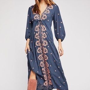 Free People Embroidered Fable Midi Dress